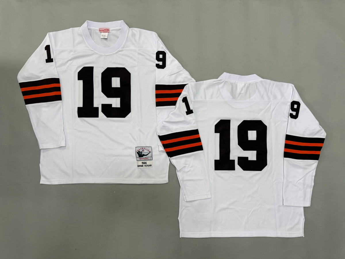 Mens Bernie Kosar#19 white Cleveland Browns Vintage Throwback Jersey