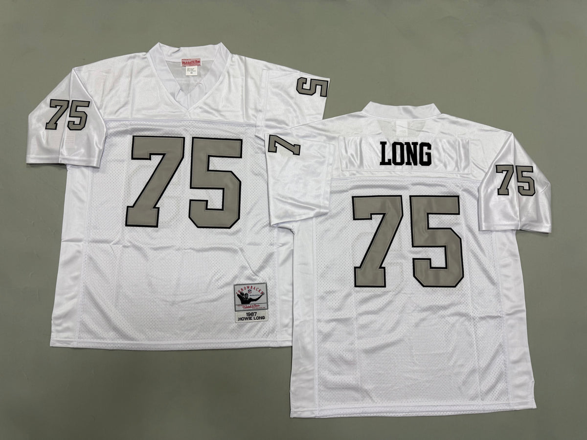 Mens Howie Long#75 white Los Angeles Raiders Vintage Throwback Jersey