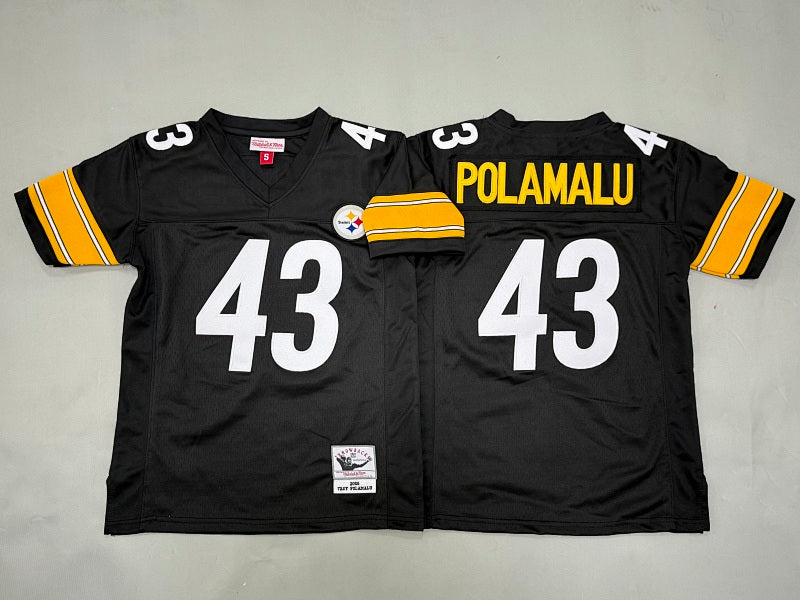 Youth Troy Polamalu#43 Pittsburgh Steelers Black Vintage Throwback Jersey