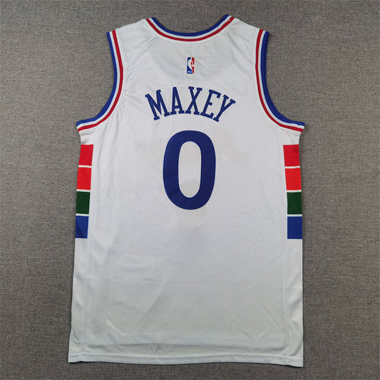 Tyrese Kendrid Maxey#0 Philadelphia 76ers White City Edition Swingman Embroidered Jersey