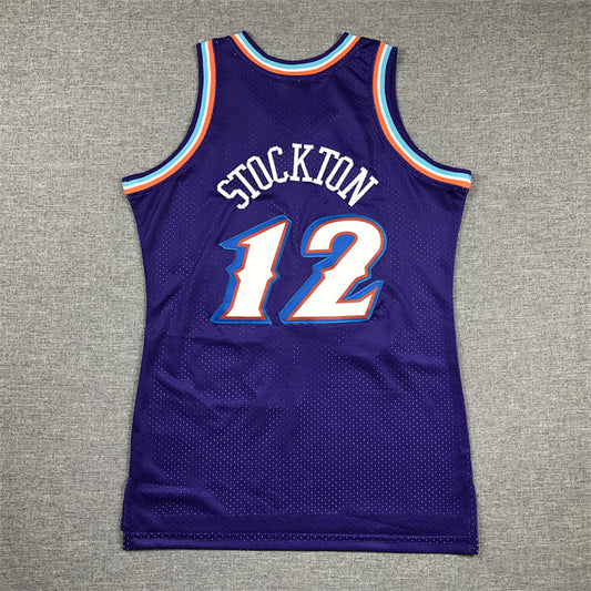Youth John Stockton Utah Jazz #12 1996-97 Throwback Embroidered Jersey