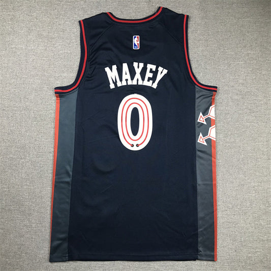 Tyrese Kendrid Maxey #0 Philadelphia 76ers 2024 Navy Blue City Edition Swingman Embroidered Jersey