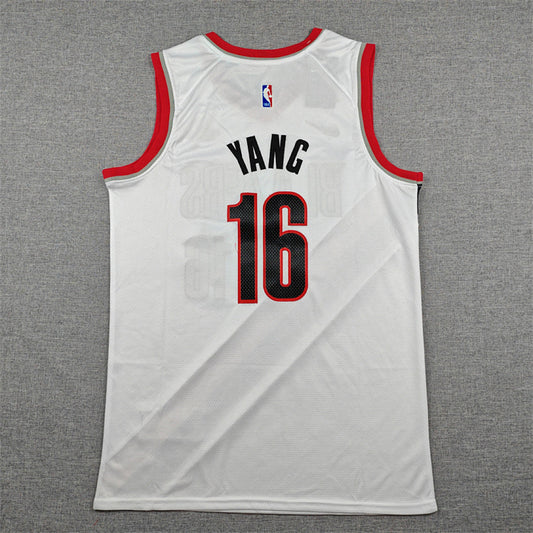 Yang Hansen#16 Portland Trail Blazers White City Edition Swingman Embroidered Jersey