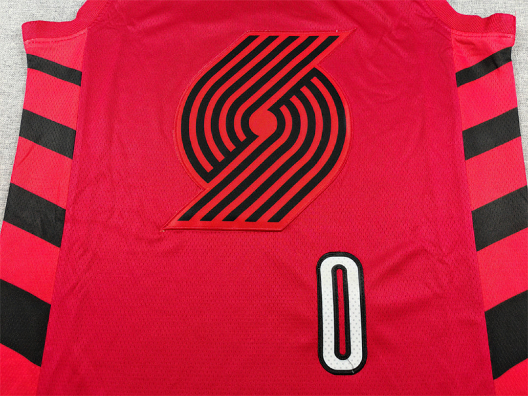 Damian Lillard #0 Portland Trail Blazers Red City Edition Swingman Embroidered Jersey