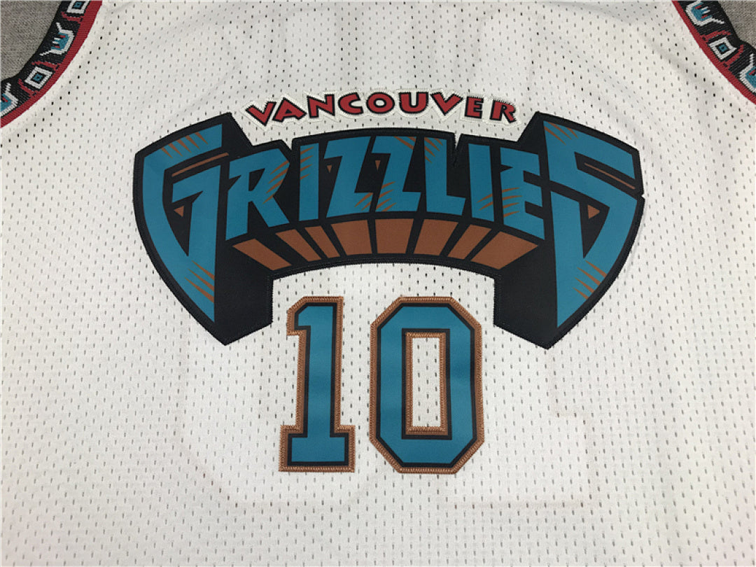 Mike Bibby# 10 Memphis Grizzlies 1998-99 White Throwback Embroidered Jersey