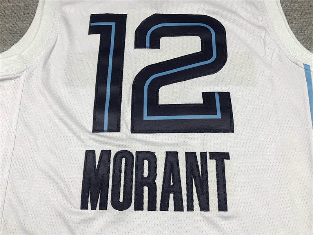 Ja Morant# 12 Memphis Grizzlies 2023 White City Edition Swingman Embroidered Jersey