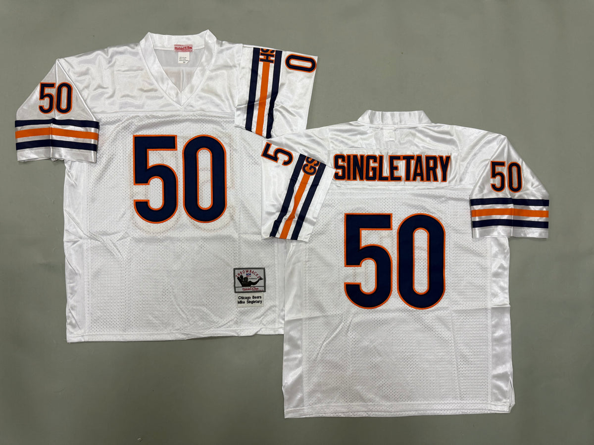 Mens Mike Singletary#50 white Chicago Bears Vintage Throwback Jersey