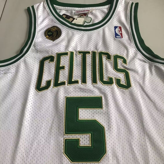 Boston Celtics Kevin Garnett #5 White Throwback Jersey - Dense Embroidery