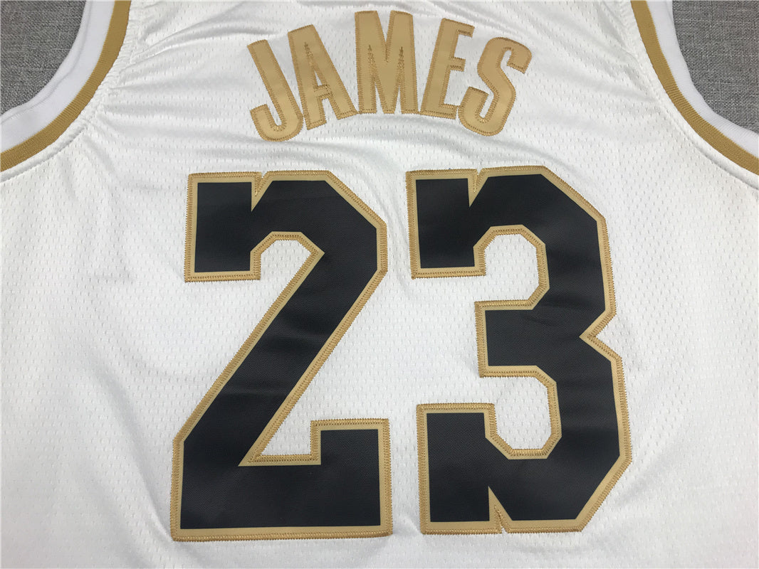 LeBron James #23 Los Angeles Lakers "White & Gold" City Edition Swingman Jersey ― Embroidered