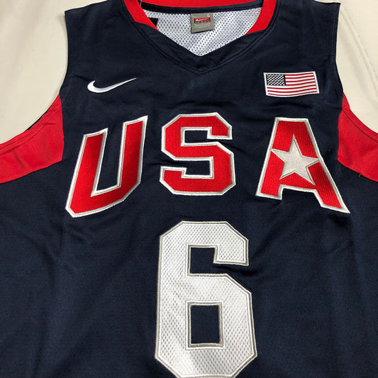Team USA Redeem Team LeBron James #6 blue Throwback Jersey - Dense Embroidery