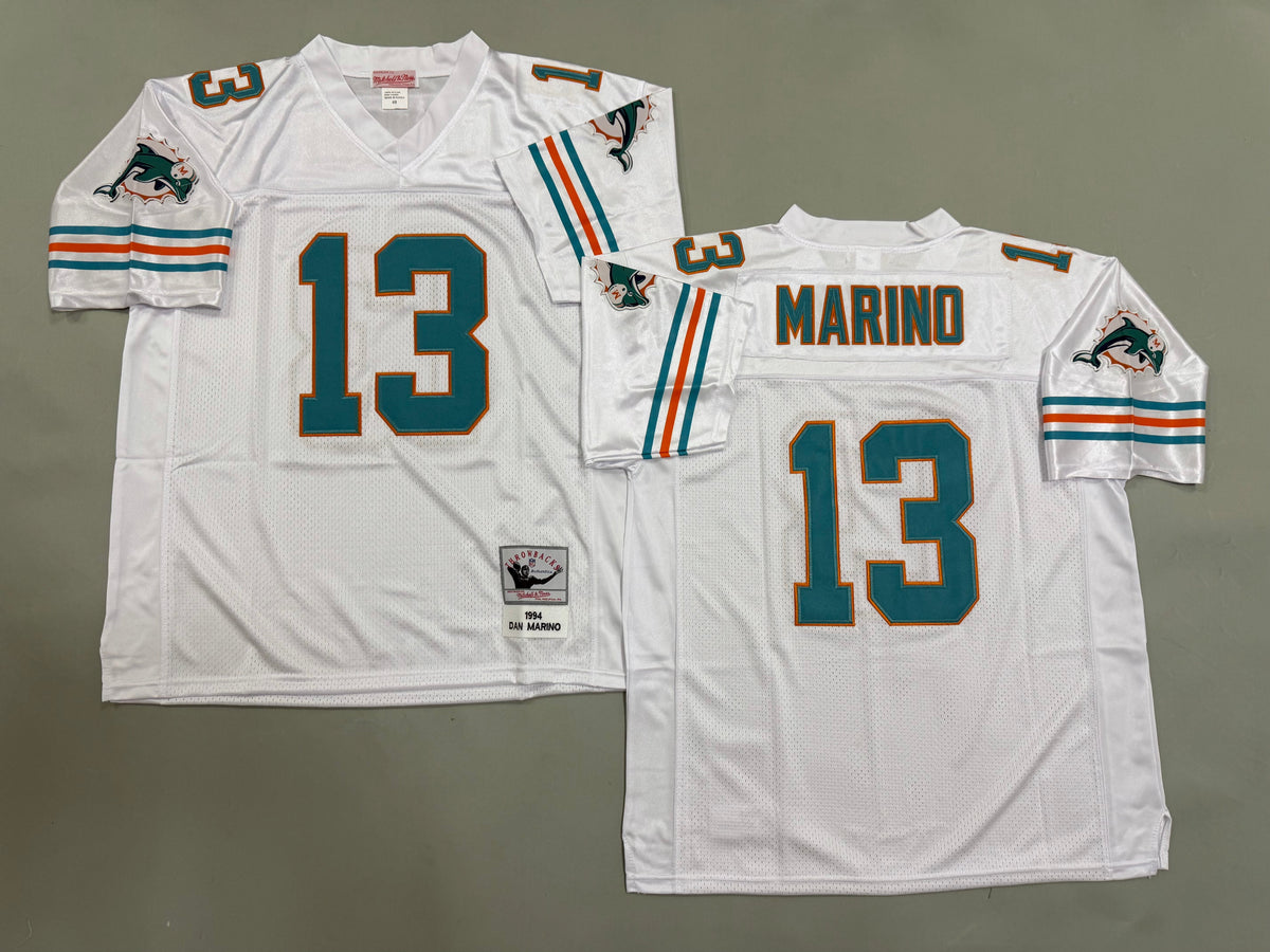 Mens Dan Marino#13 white Miami Dolphins Vintage Throwback Jersey
