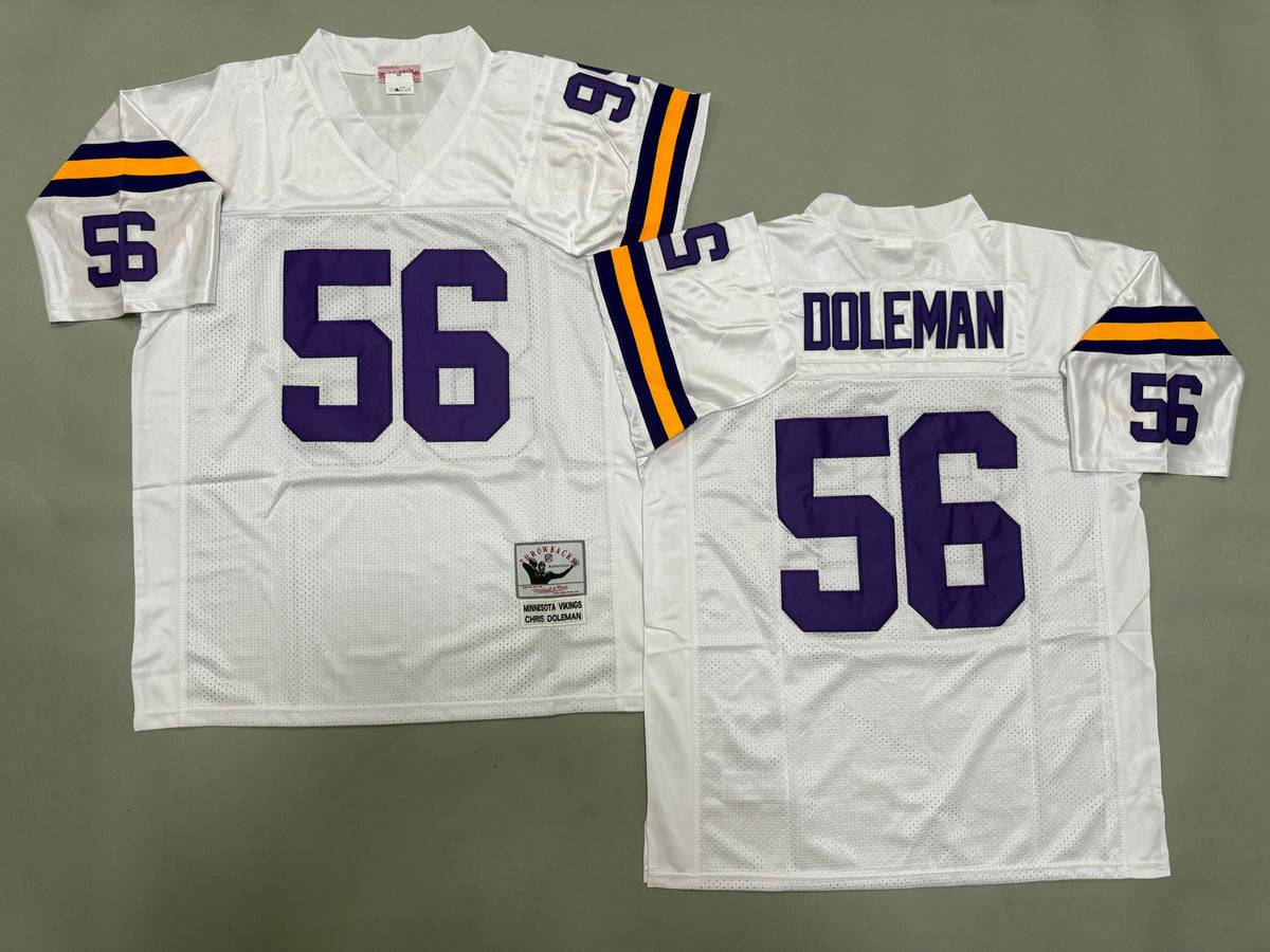 Mens Chris Doleman#56 white Minnesota Vikings Vintage Throwback Jersey