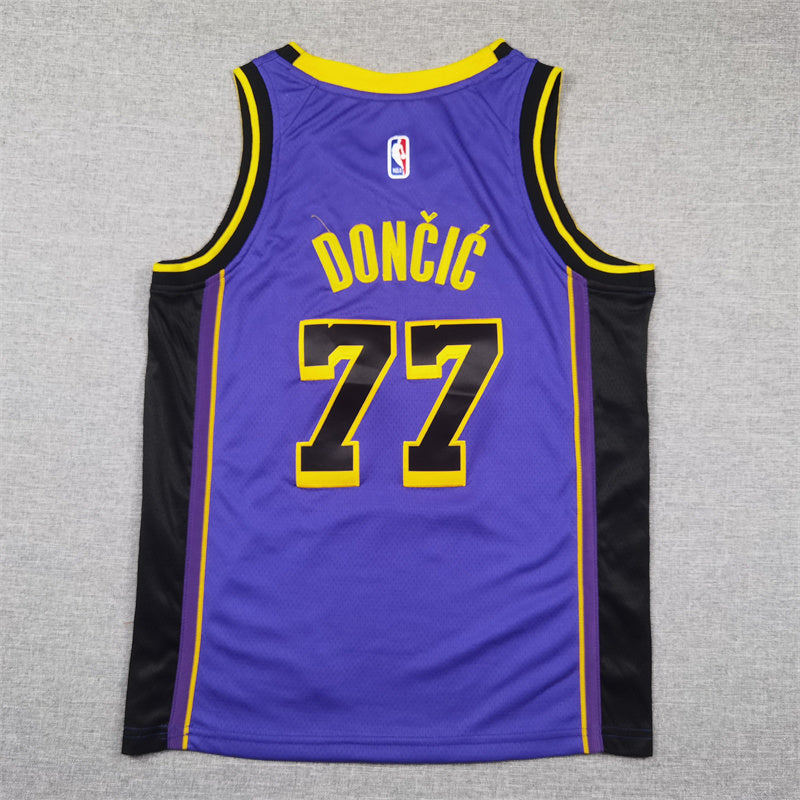 Youth Luka Don?i? Los Angeles Lakers #77 City Edition Embroidered Jersey