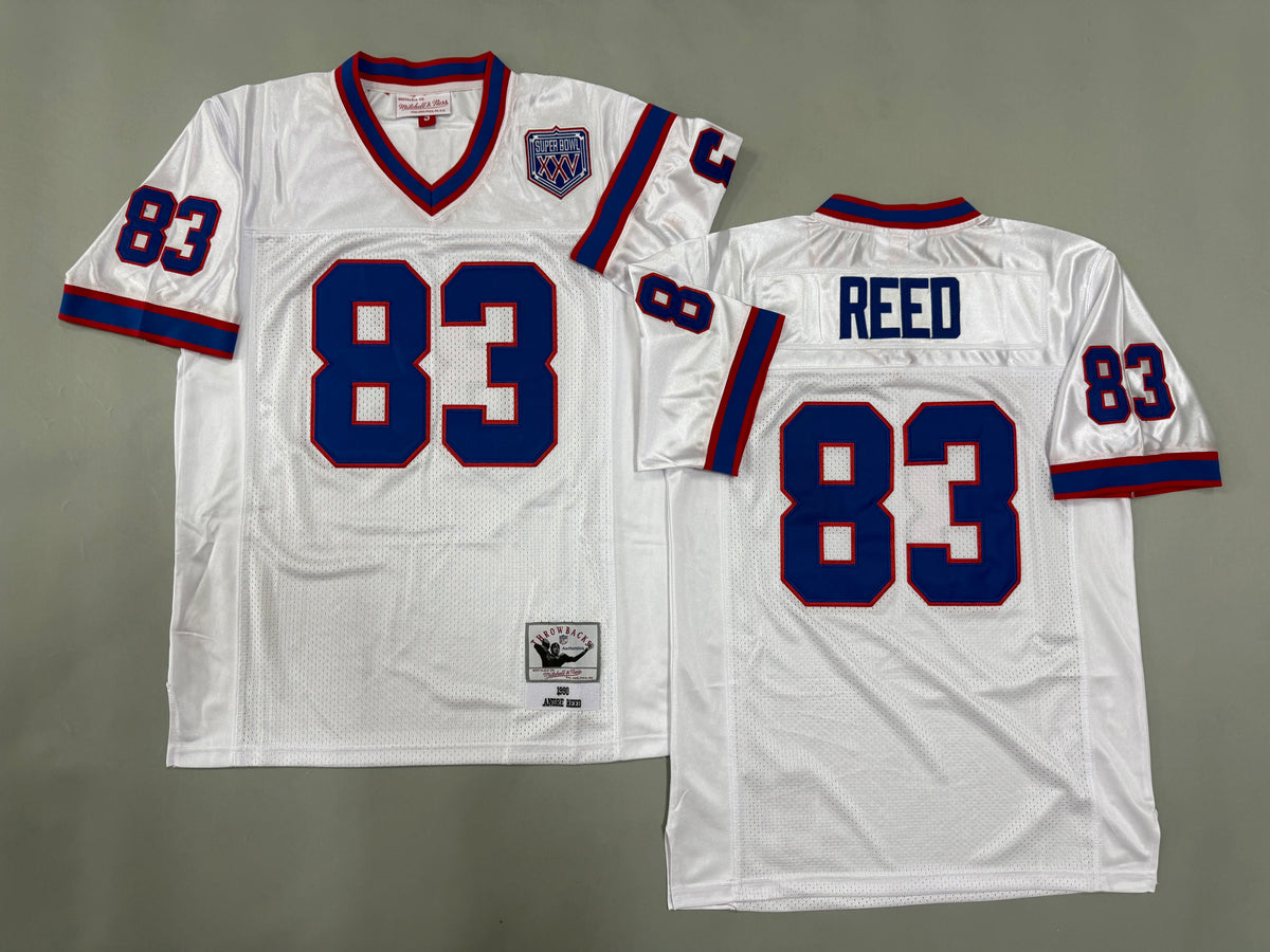 Mens Andre Reed #83 Buffalo Bills White 1990 Vintage Throwback Jersey