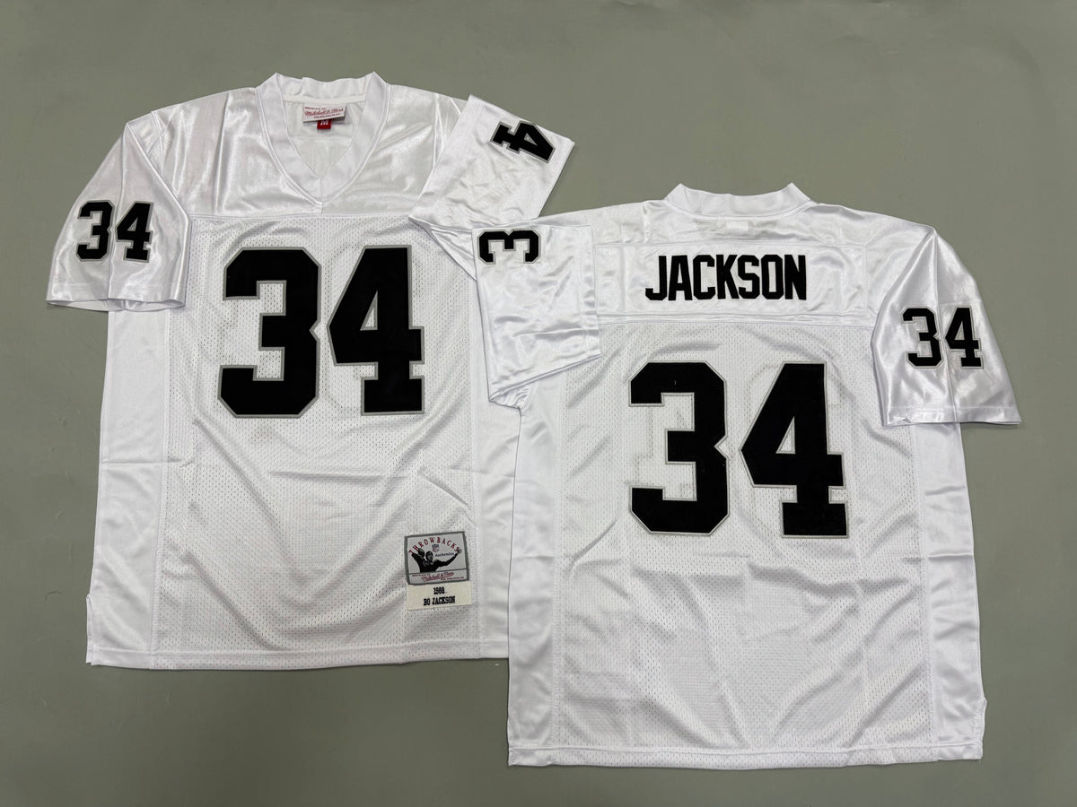 Mens Bo Jackson#34 white Los Angeles Raiders Vintage Throwback Jersey
