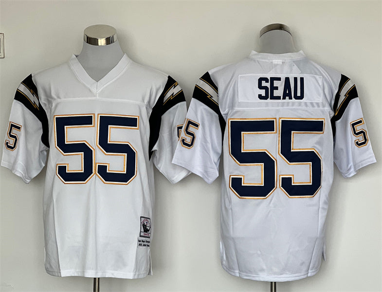 Los Angeles Chargers White Vintage #55 SEAU Jersey