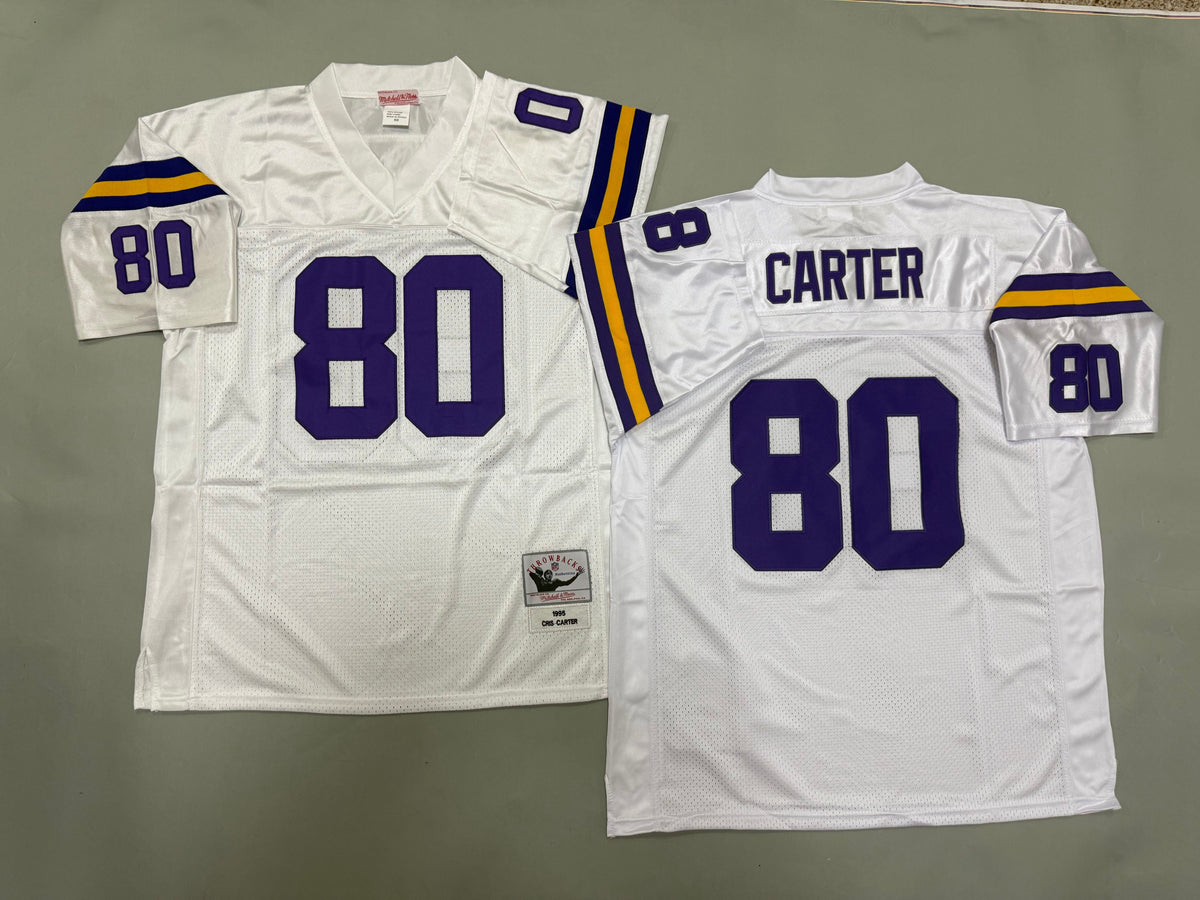 Mens Cris Carter#80 white Minnesota Vikings Vintage Throwback Jersey