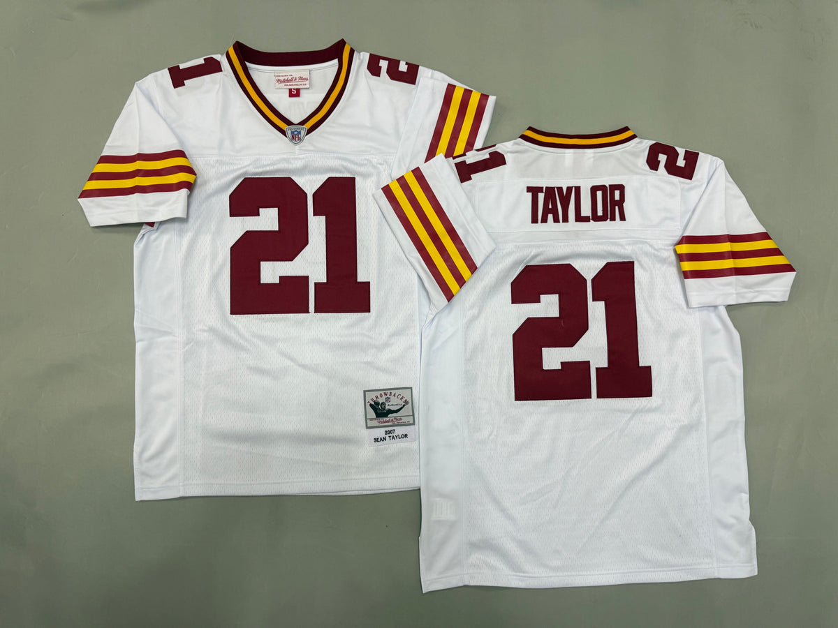 Mens Sean Taylor #21 white Washington Commanders Vintage Throwback Jersey