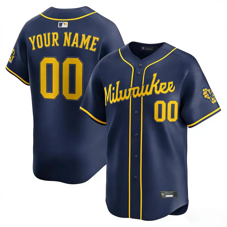 Custom Milwaukee Brewers Alternate Jersey - Navy