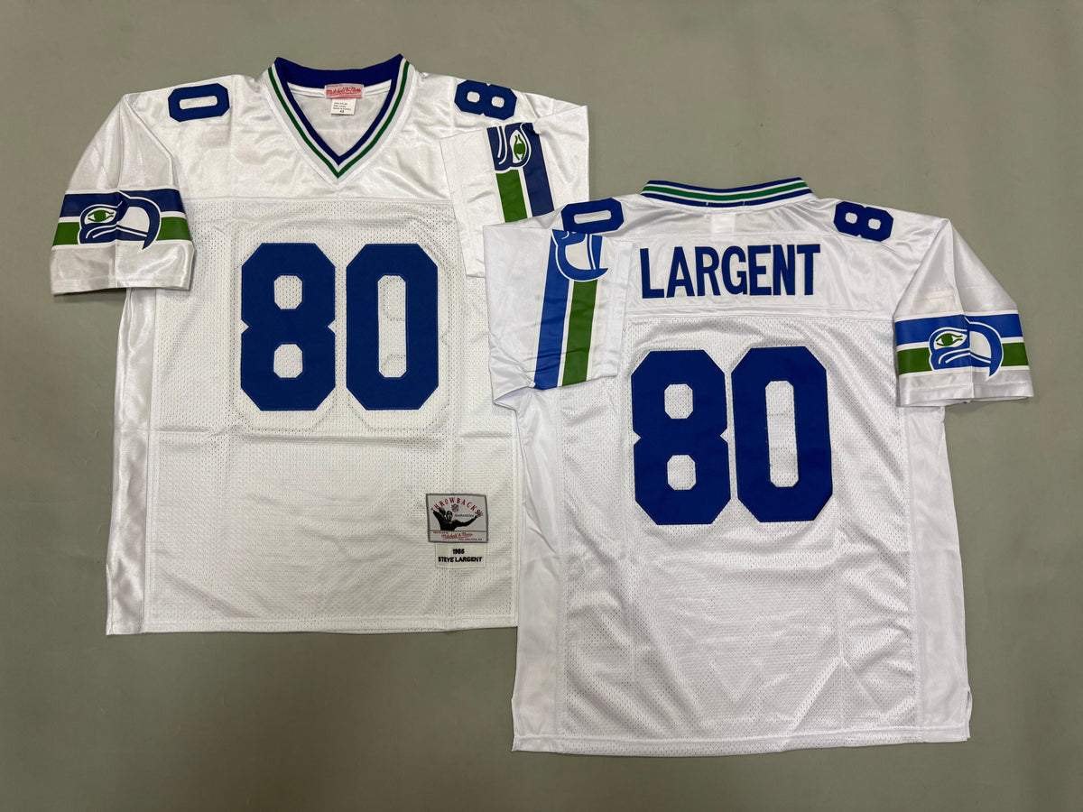 Mens Steve Largent#80 white Seattle Seahawks Vintage Throwback Jersey
