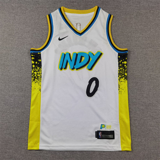 Youth Tyrese Haliburton Indiana Pacers #0 City Edition Embroidered Jersey