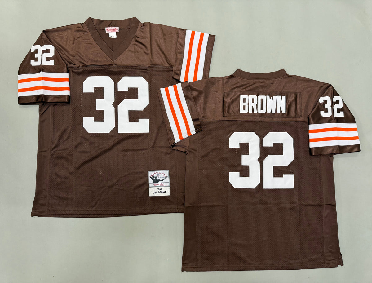 Mens Jim Brown#32 Cleveland Browns Vintage Throwback Jersey