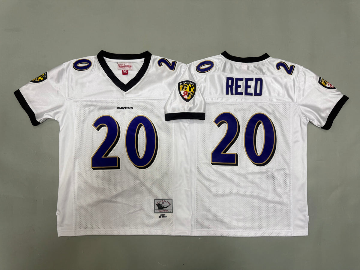Youth Ed Reed#20 white Baltimore Ravens Vintage Throwback Jersey