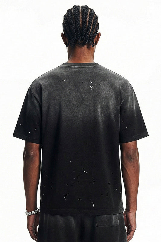 305GSM Ink Splashing Spray Washed Tee