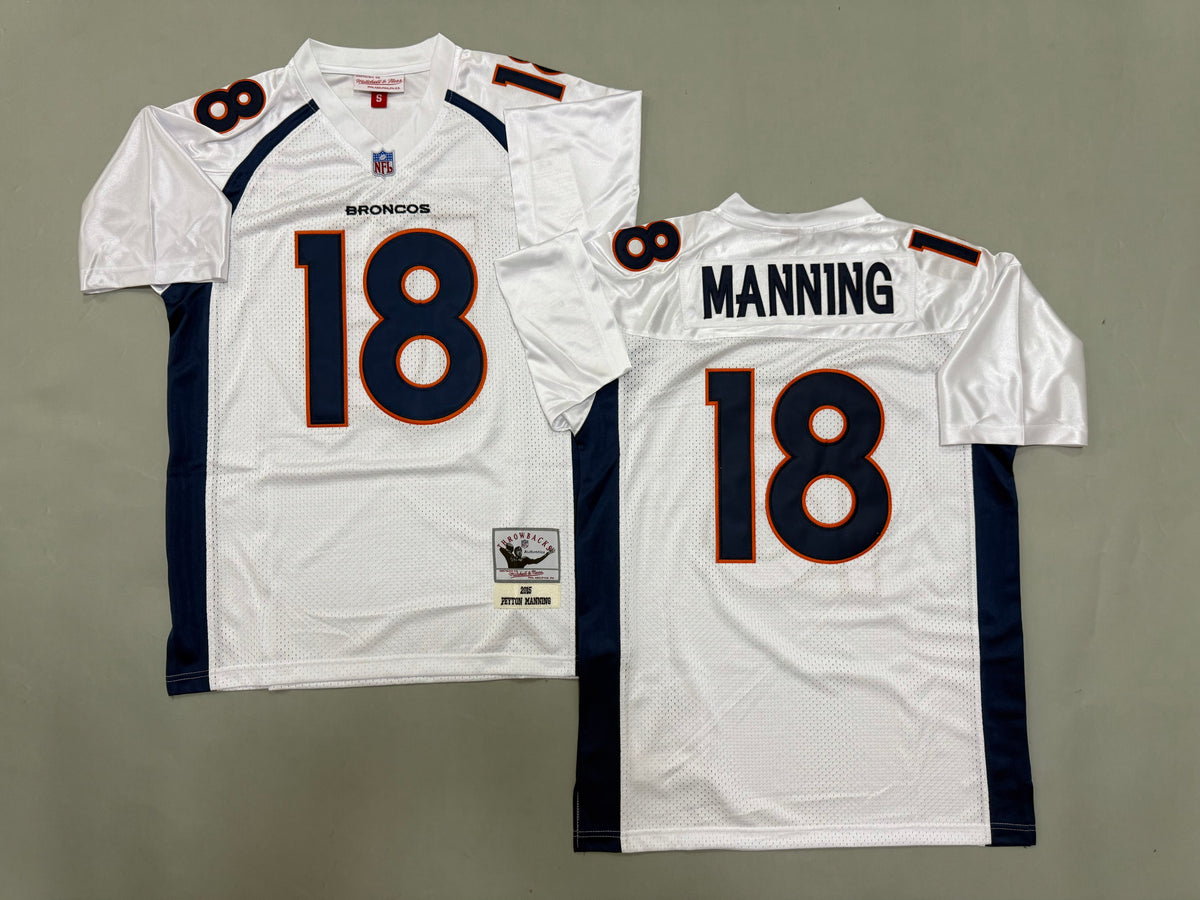 Mens Peyton Manning#18 white Denver Broncos Vintage Throwback Jersey