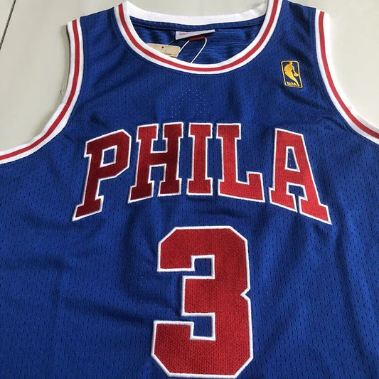 Philadelphia 76ers Allen Iverson #3 blue Throwback Jersey - Dense Embroidery