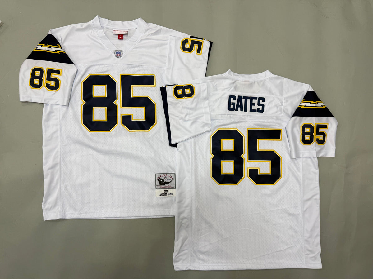 Mens Antonio Gates#85 white San Diego Chargers Vintage Throwback Jersey