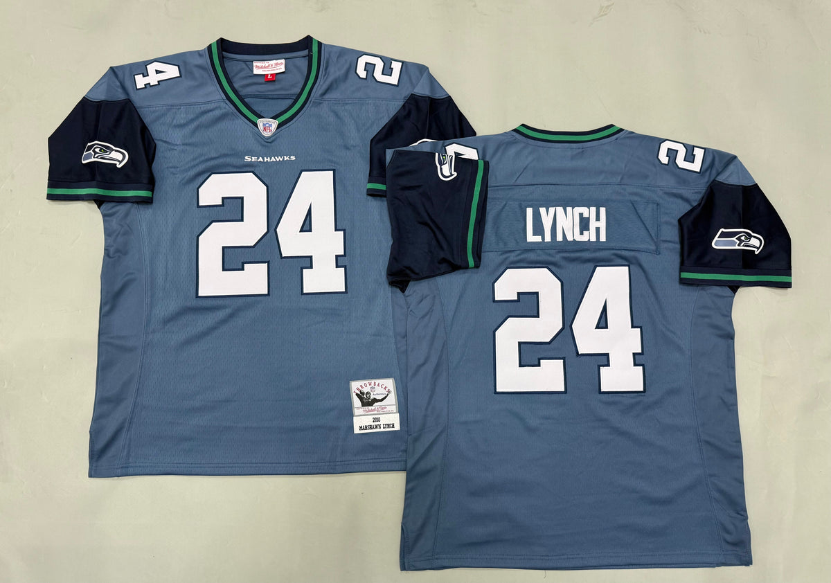 Mens Marshawn Lynch#24 Seattle Seahawks Vintage Throwback Jersey