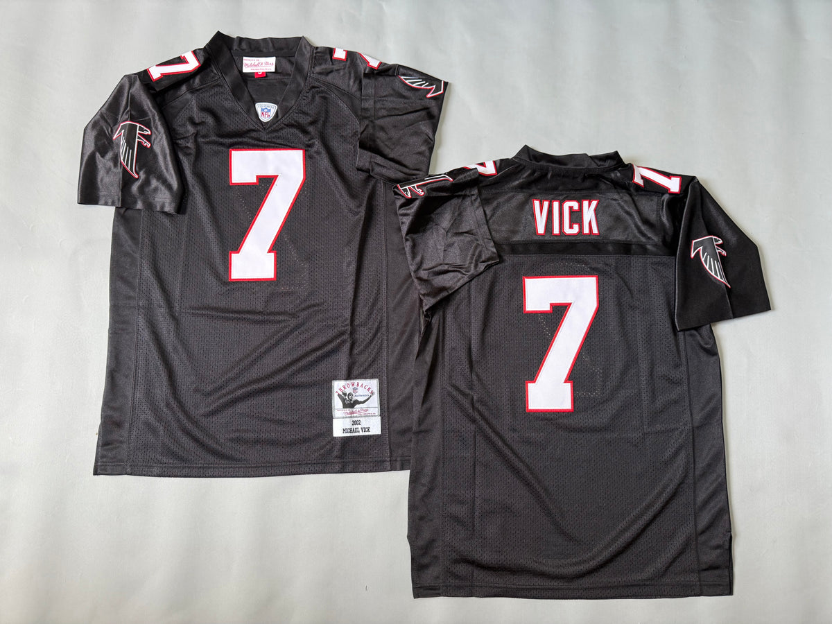 Mens Michael Vick #7 Atlanta Falcons Black Vintage Throwback Jersey