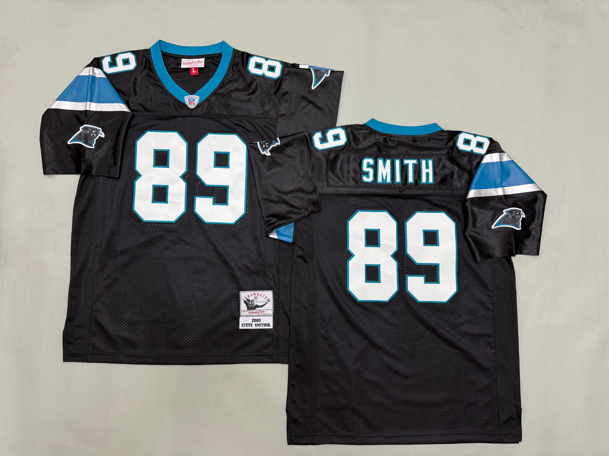 Mens Steve Smith #89 Carolina Panthers Black Vintage Throwback Jersey