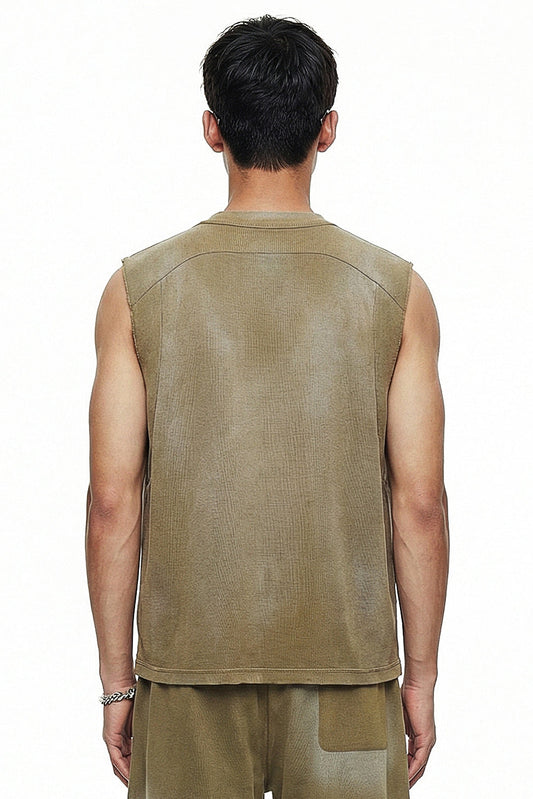 325GSM Sun Fade Waffle Material Muscle Tee