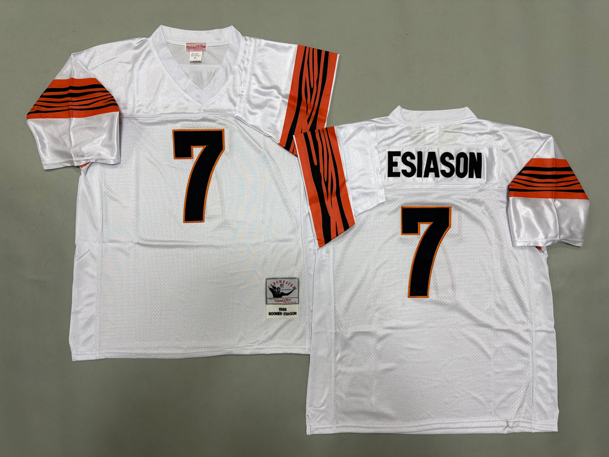 Mens Boomer Esiason#7 white Cincinnati Bengals Vintage Throwback Jersey