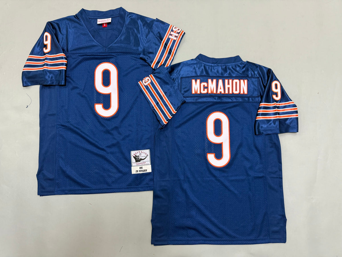 Mens Jim McMahon #9 Chicago Bears Blue 1985 Vintage Throwback Jersey