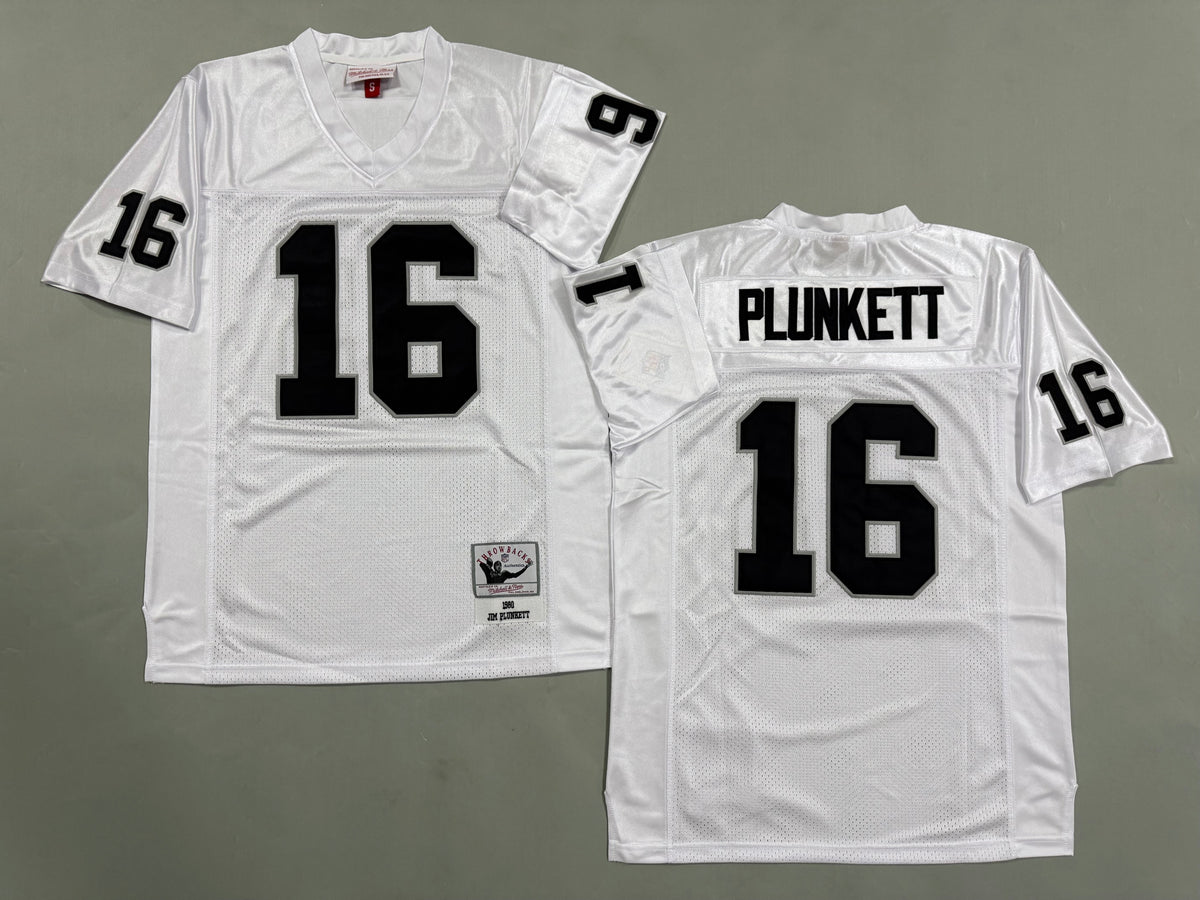 Mens Jim Plunkett#16 white Los Angeles Raiders Vintage Throwback Jersey