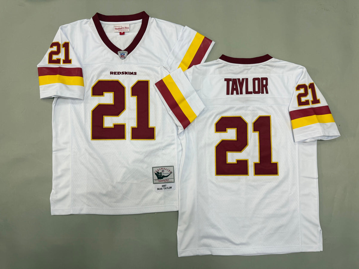Mens Sean Taylor #21 white Washington Commanders Vintage Throwback Jersey
