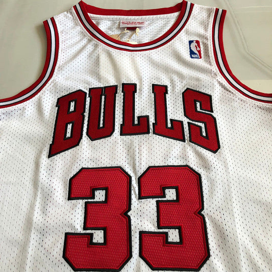 Chicago Bulls Scottie Pippen 33 White Thorwback Jersey