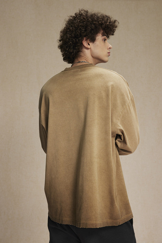 275GSM Distressed Washed Long Sleeve Crew