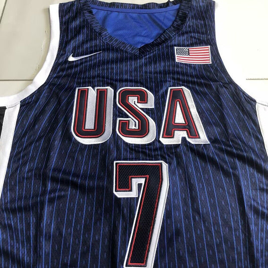 USA Basketball Team Kevin Wayne Durant #7 blue Throwback Jersey - Dense Embroidery