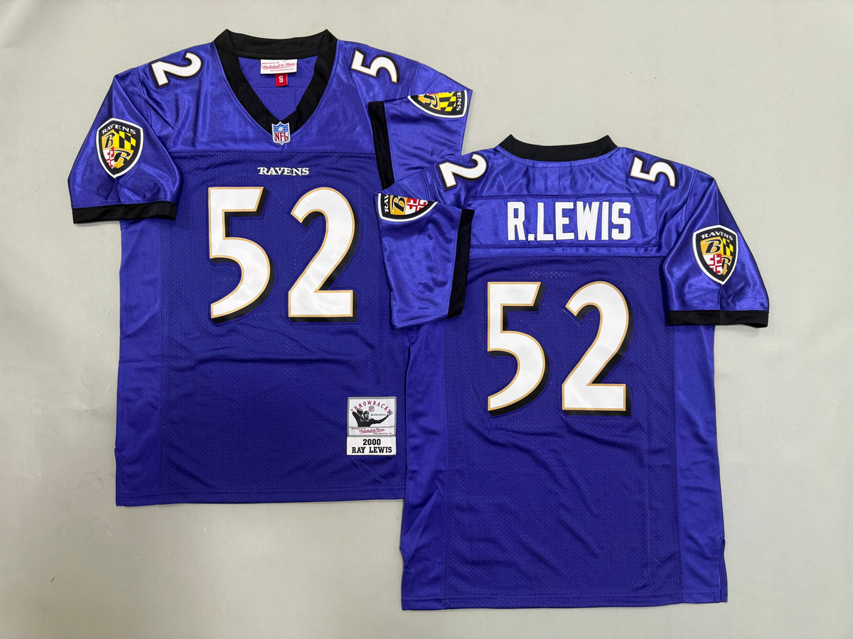 Mens Ray Lewis #52 Baltimore Ravens Purple Vintage Throwback Jersey