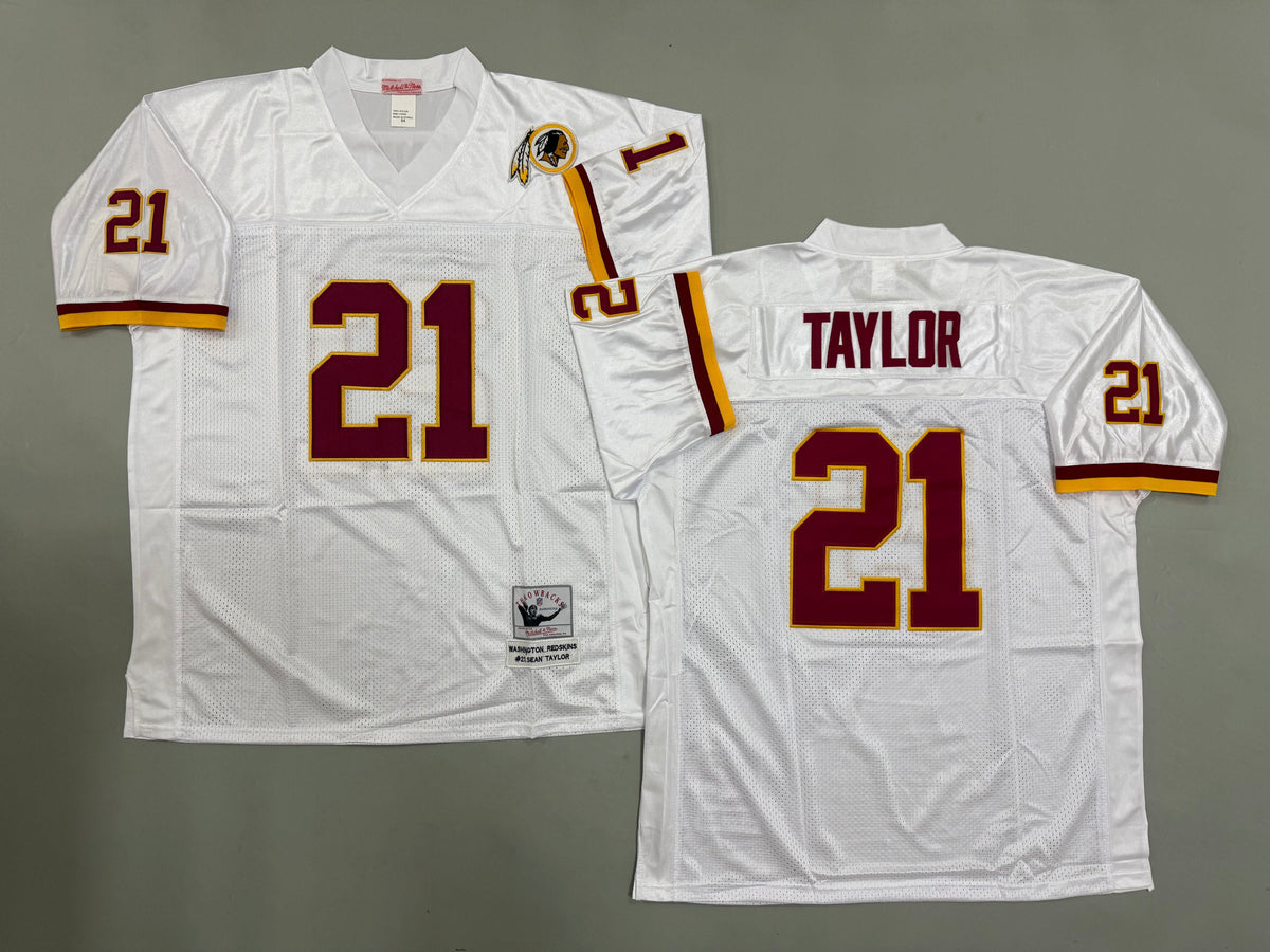 Mens Sean Taylor #21 white Washington Commanders Vintage Throwback Jersey