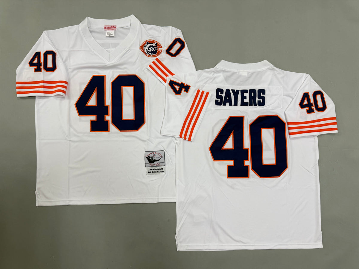 Mens Gale Sayers#40 white Chicago Bears Vintage Throwback Jersey
