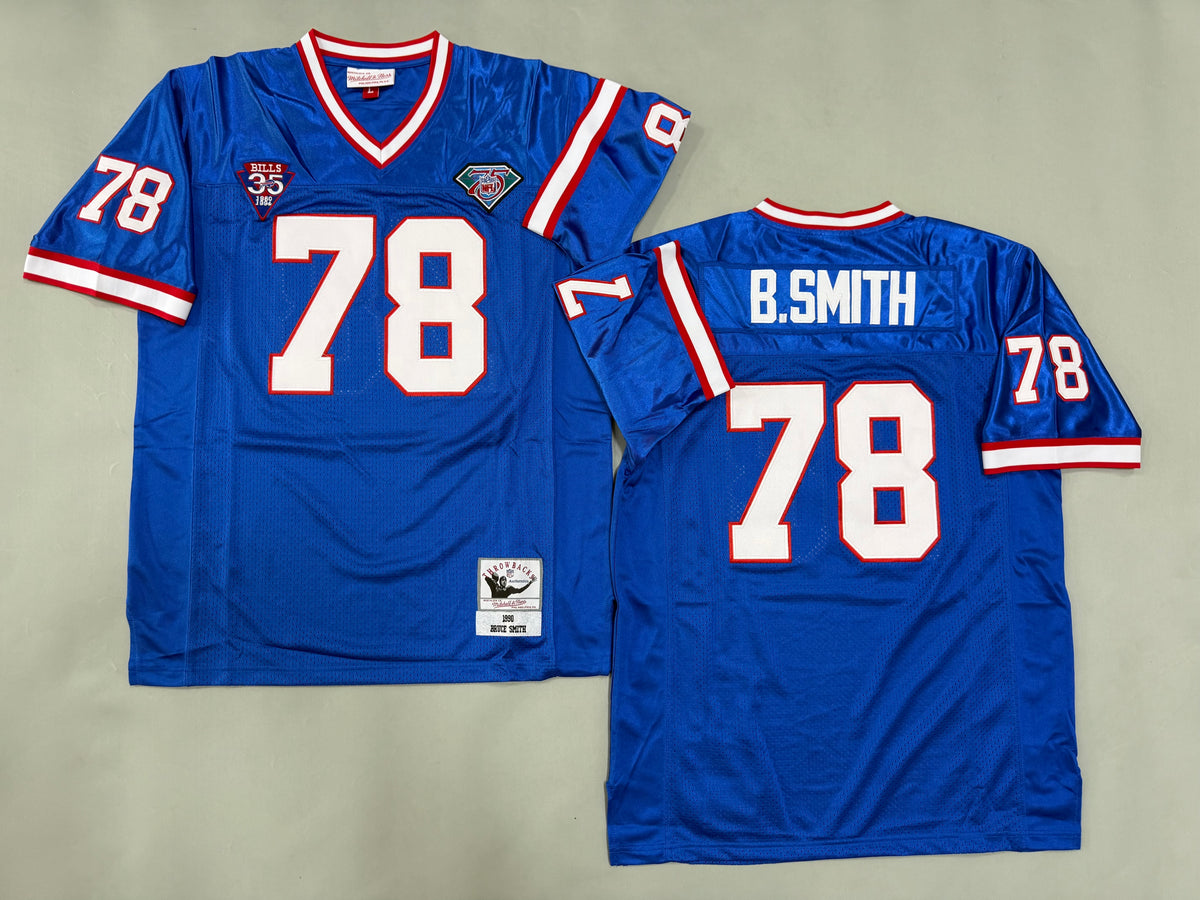 Mens Bruce Smith #78 Buffalo Bills Blue 1990 Vintage Throwback Jersey