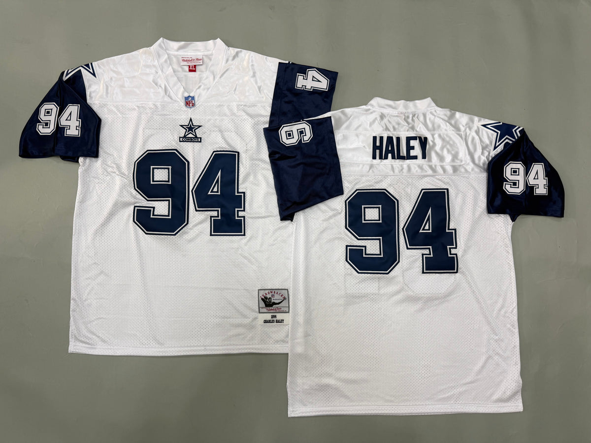Mens Charles Haley#94 white Dallas Cowboys Vintage Throwback Jersey