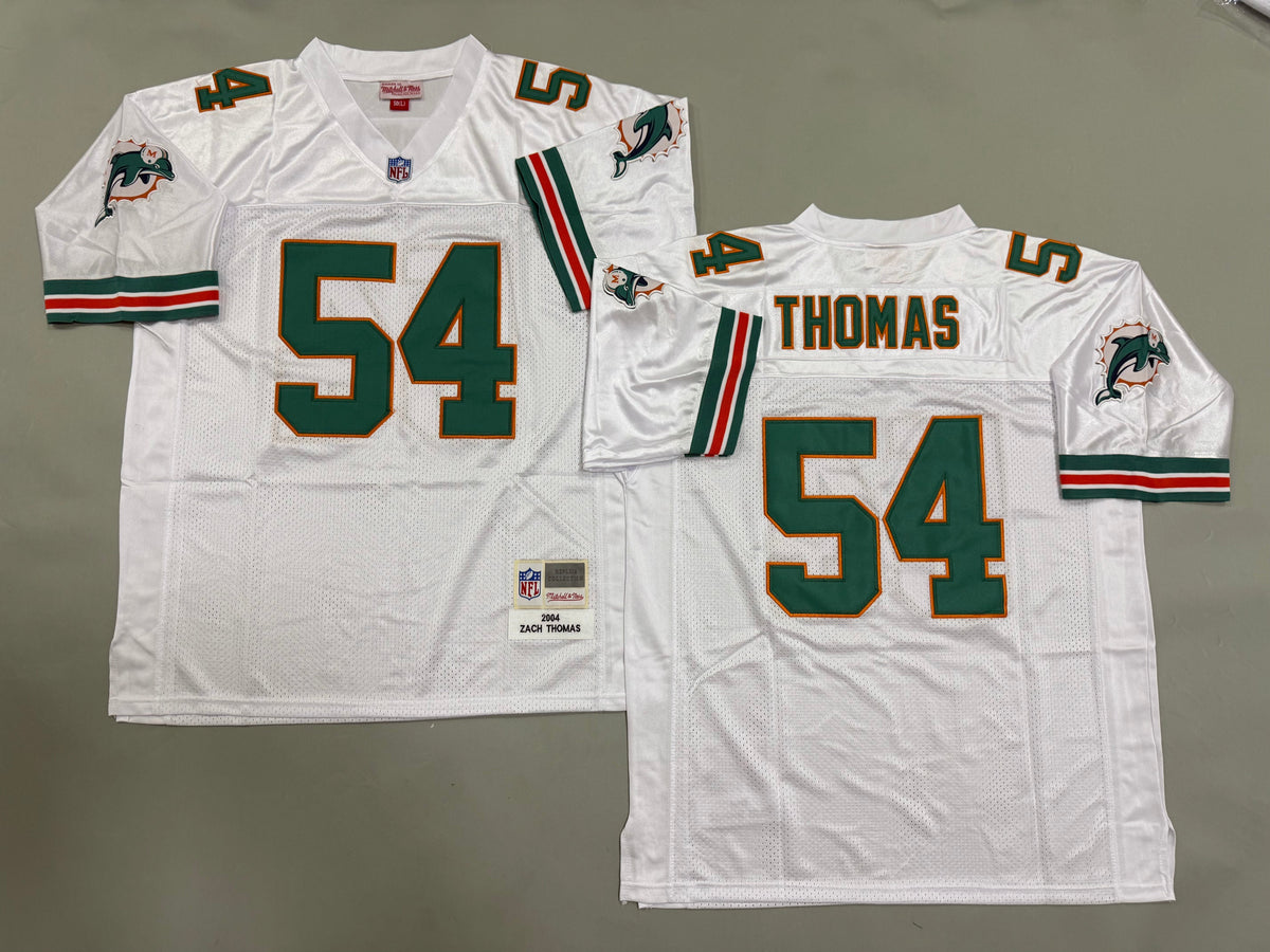 Mens Zach Thomas#54 white Miami Dolphins Vintage Throwback Jersey