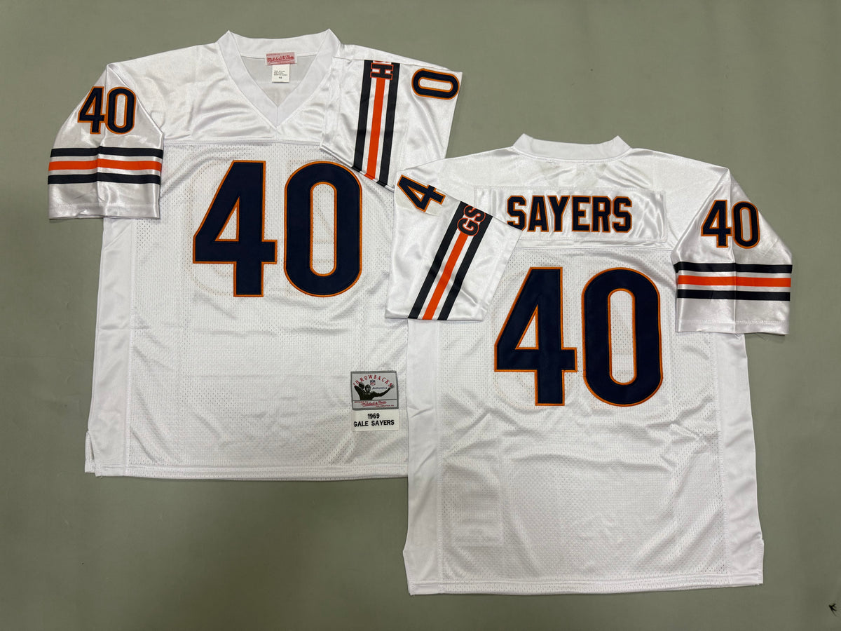 Mens Gale Sayers#40 white Chicago Bears Vintage Throwback Jersey