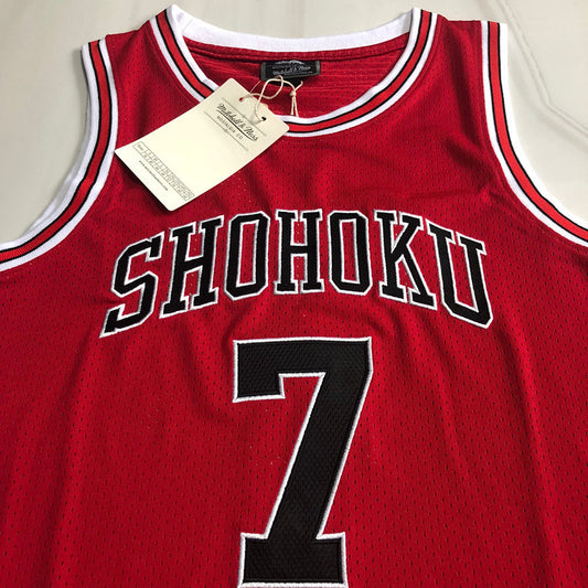 Slam Dunk Shohoku #7 red Throwback Jersey - Dense Embroidery